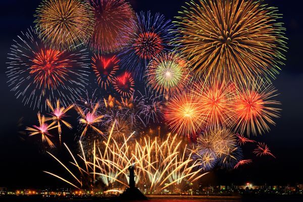 Fireworks lighting up New Year's Eve sky in Malaga