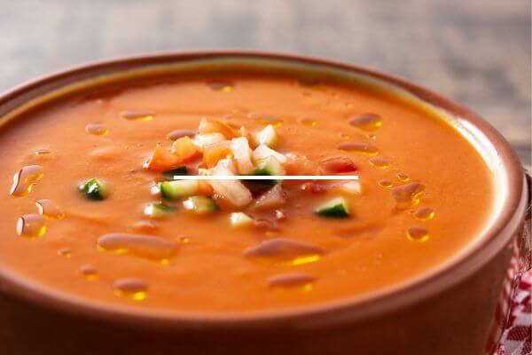Refreshing gazpacho served in Malaga during June