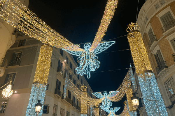 Cycling tour in Malaga on New Year's Day with festive lights